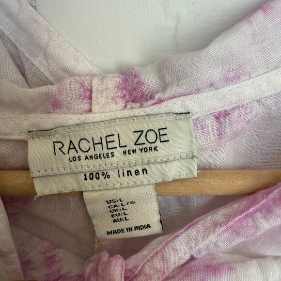 Rachel Zoe Women's 100% Linen Purple Tie Die Lightweight Jacket Beach Top sz L - Picture 6 of 6